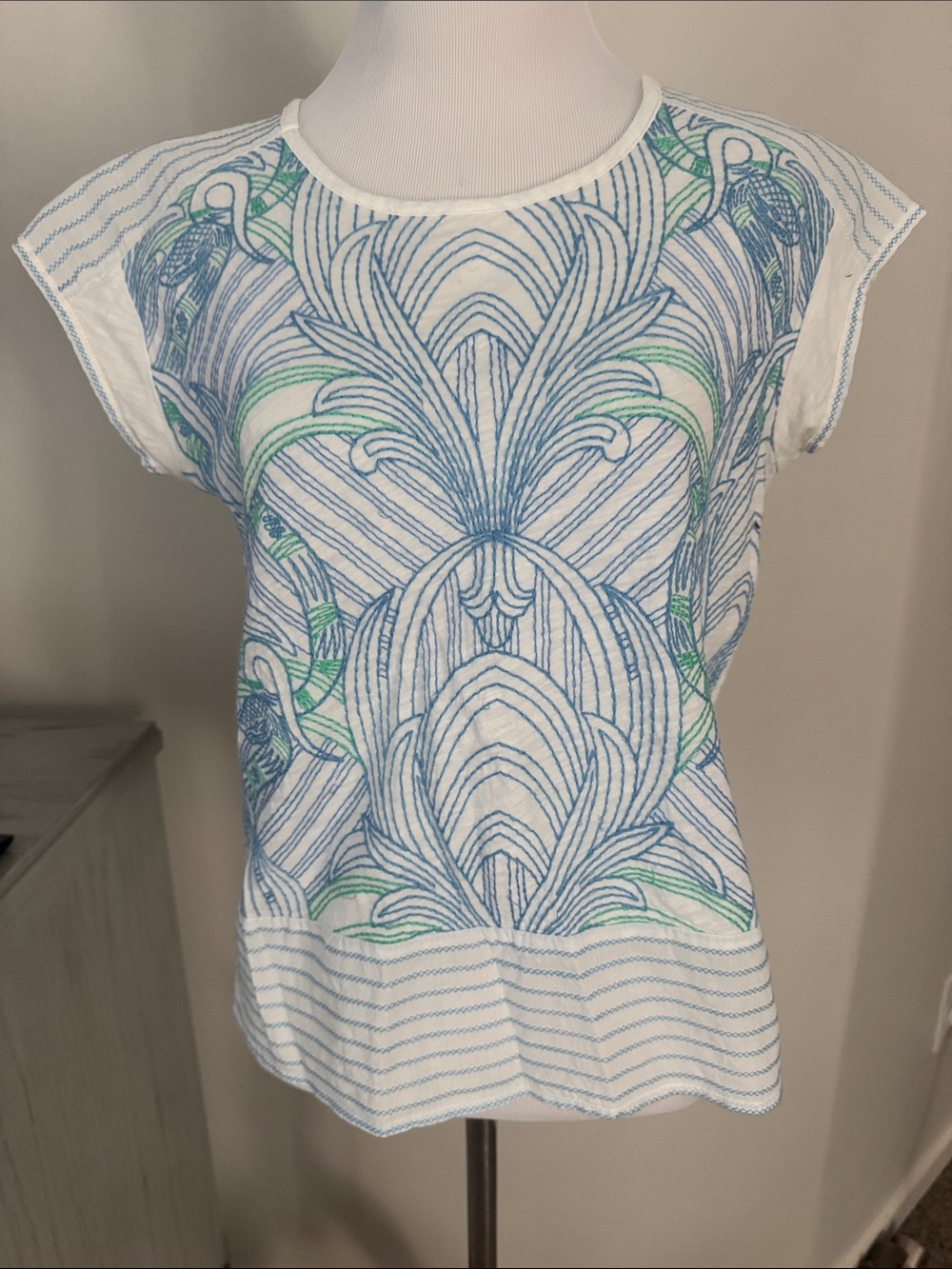 Anthropologie Akemi + Kin Printed Cap-Sleeve Top - sz XS